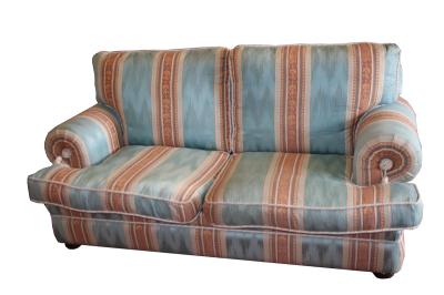 Divano in stoffa damascata azzurra